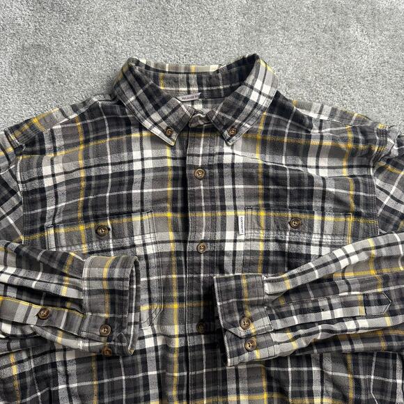 Carhartt Flannel Button Down Shirt Men's Large Plaid Heavy Green Long Sleeve 90s - Picture 1 of 6